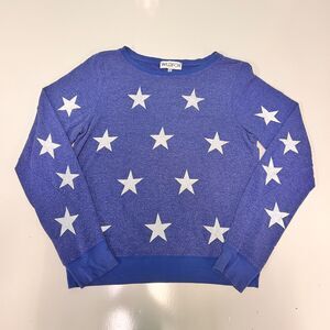 Wildfox Seeing Stars Sweater Womens Small Blue White Star Print Baggy Beach Jump